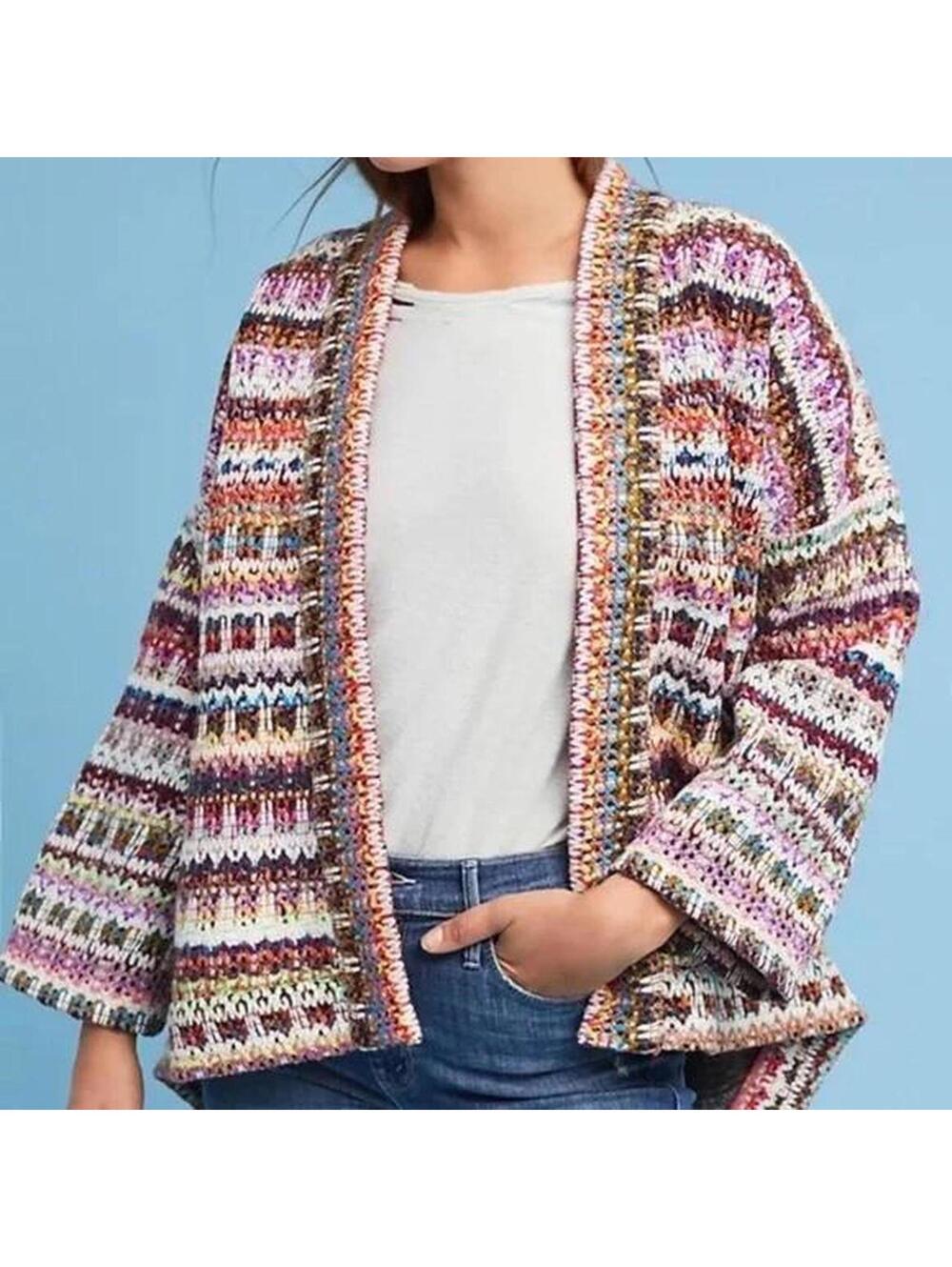 ANTHROPOLOGIE DRA Yoko Kimono Woven Knit Jacket